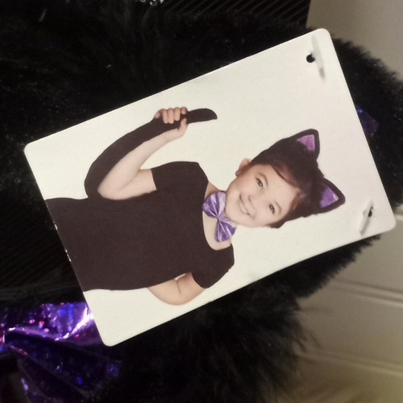 Halloween Cat Kit- 3 Pc Accessories. Black & Purple - Picture 3 of 12